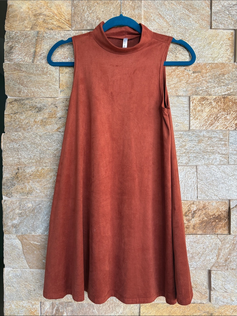 Sleeveless Mock Neck Mini Dress in Rust